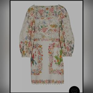 Designed with decorative embroidery, Farm Rio's Delicate Forest Scarves minidres